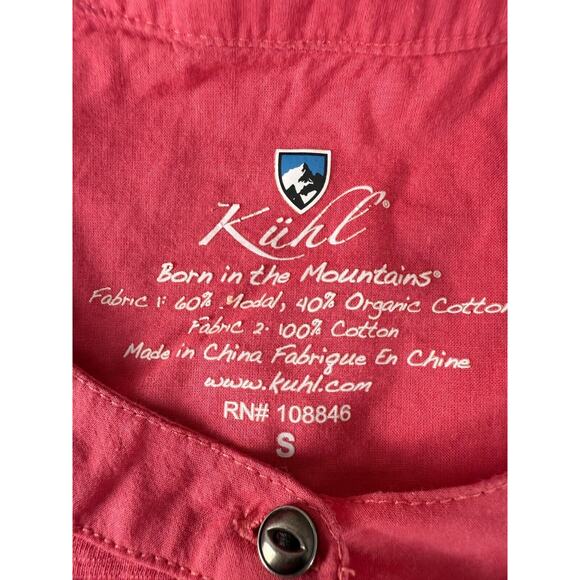 Kuhl Sz S Casual Pink 3/4 Sleeve Henley Top Roll Sleeves Pockets Outdoor Hiking - Picture 5 of 8